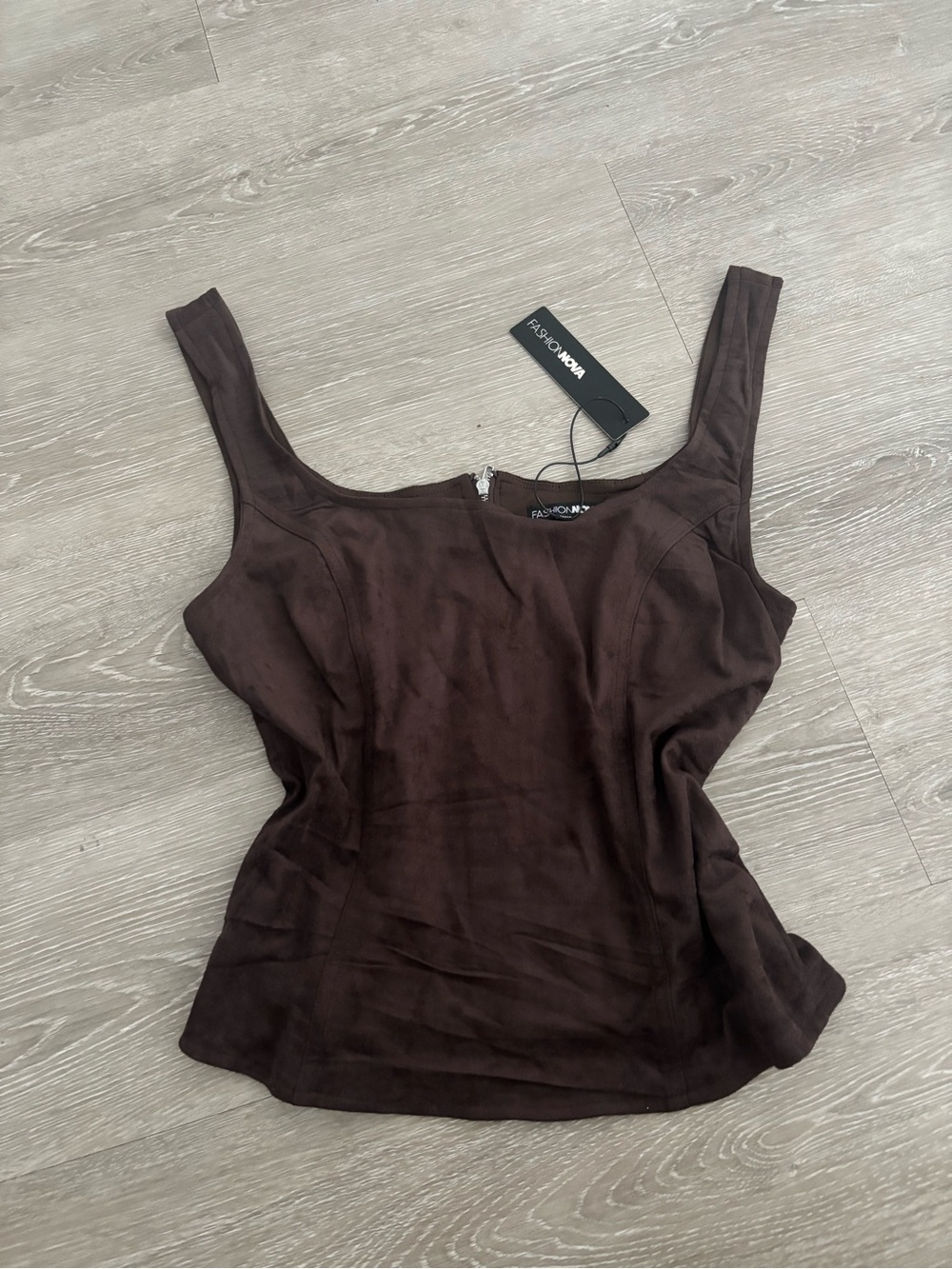 Fashion Nova Brown faux Suede Tank top